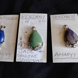 Silver Pendant with Green Jade Gemstone